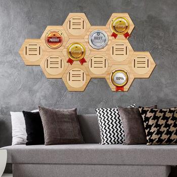 Hexagonal Medal Display Rack Wall Decoration Rack Wooden Medal Storage Rack Honeycomb Combination Medal Display Rack