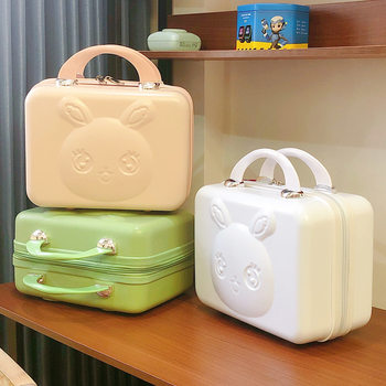 2023 new suitcase luggage 14 inch cartoon cute three-dimensional rabbit makeup case bag children's companion gift wholesale