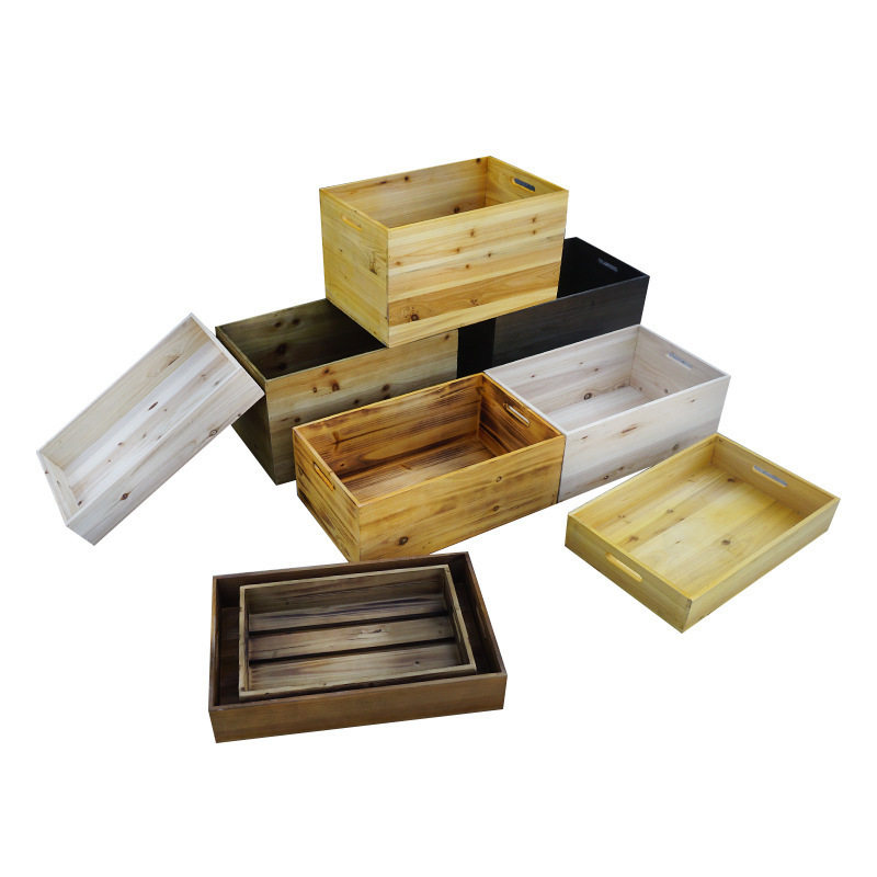 Wooden Box Wooden Frame Box Solid Wood Storage Box Supermarket Display Fruit Basket Old Wood Storage Box Retro Wooden Box