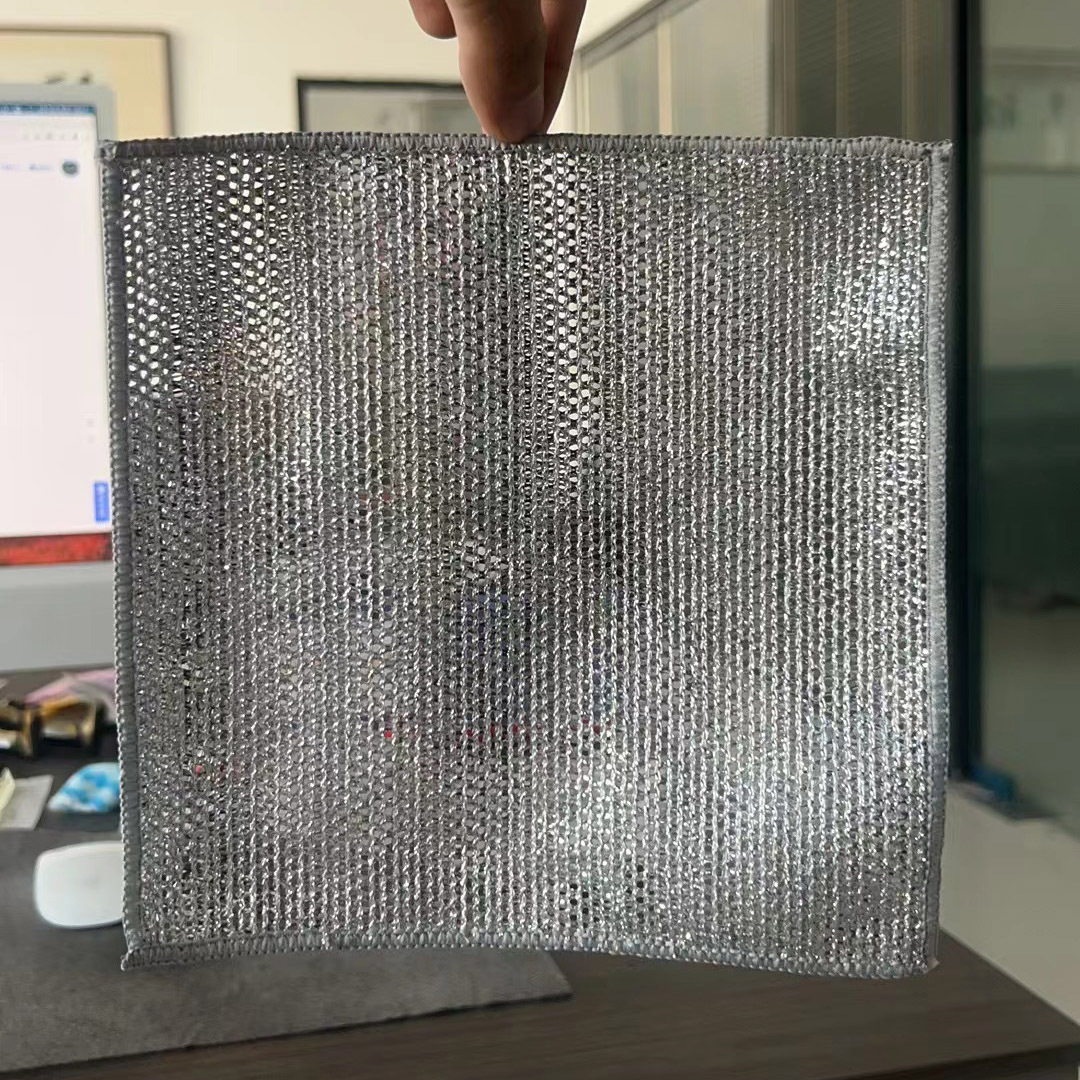 Double-sided silver wire dish cloth steel wire cloth instead of steel ball kitchen non-stick oil dish towel metal wire cleaning cloth