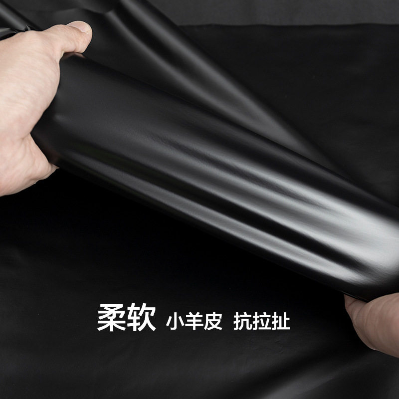 High Stretch Knitted Faux Leather Cloth Black Four-Sided PU Fabric Matte Lamb Leather Soft Leather Pants Body Shaping Cloth