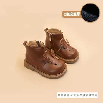Baby Kidsren's Boots Leather Boots Princess 2025 New Girls Martin Kidsren's Velvet Short Boots Soft Sole Wenzhou, Zhejiang