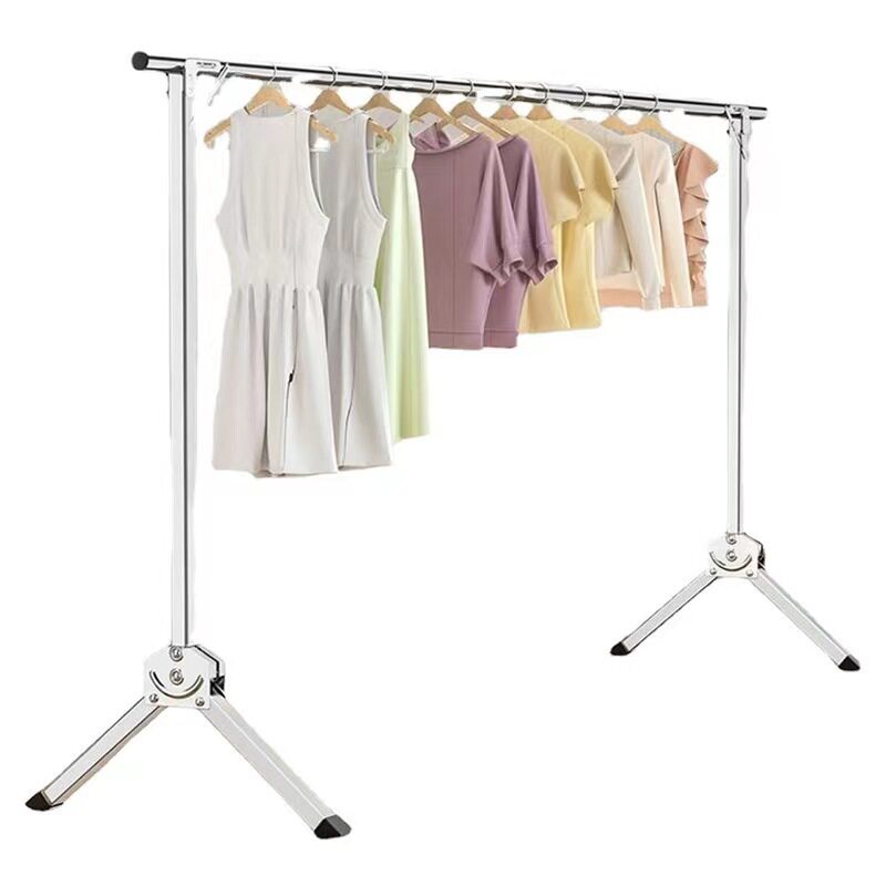 Floor folding telescopic drying rack stainless steel single pole drying rack drying rack indoor bedroom hanging rack wholesale