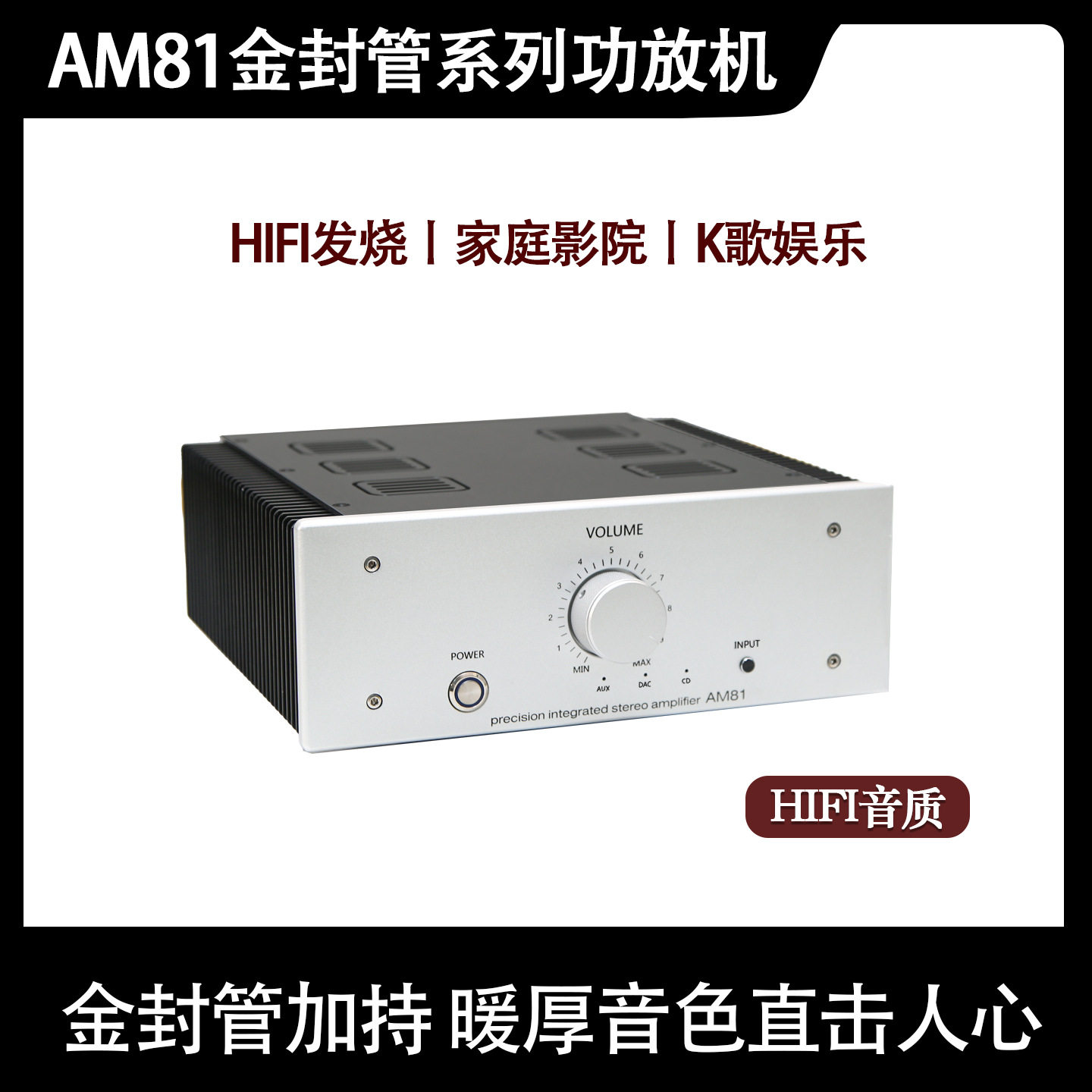 AM81 fever HiFi power amplifier gold sealed tube high power household optical fiber coaxial Bluetooth 5.0 USB
