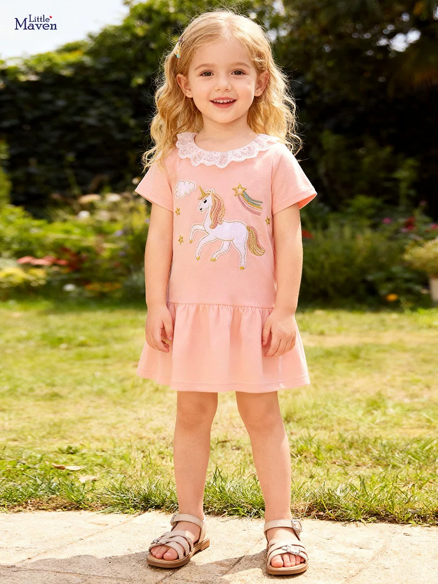 Nouvelle robe de fille d'été, jolie jupe pour enfants à col volanté, robe pour enfants de style