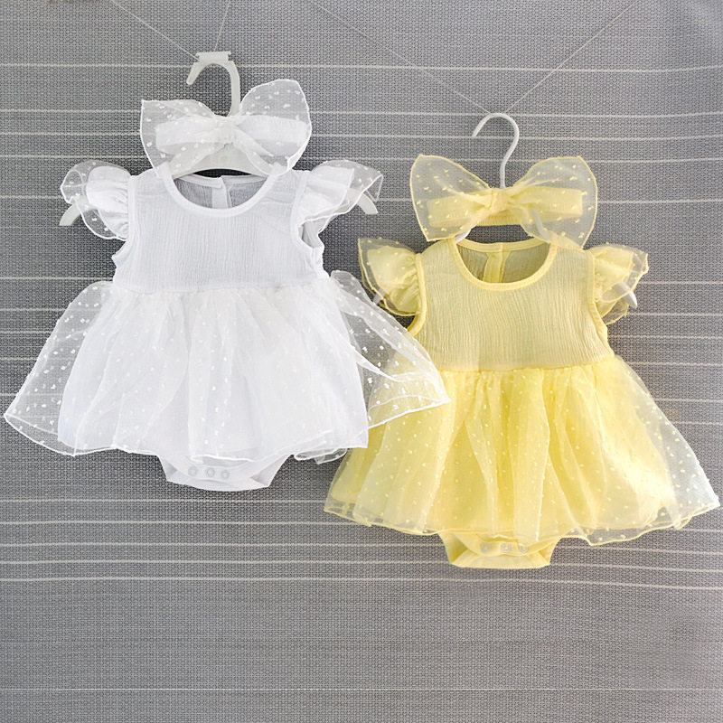 Manufacturer in stock infant summer dress jumpsuit girl princess dress full moon clothes 0-12 months skirt