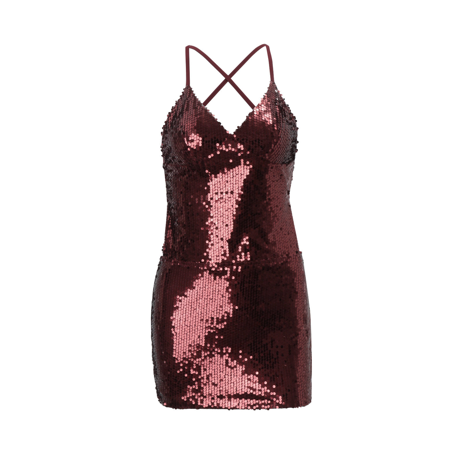 Sexy Backless Bodycon Mini Dress Sequined Lace Up Slim Fit Nightclub Party Wear Wholesale Available