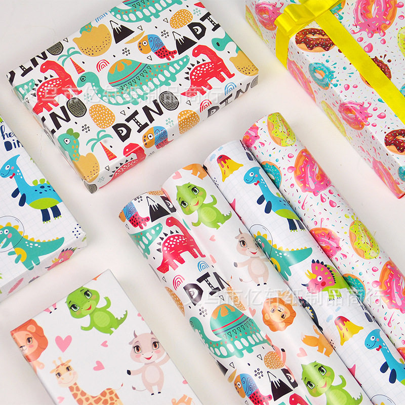 Cartoon gift wrapping paper Children's Day birthday gift paper dinosaur space Ocean series Student Book cover gift paper