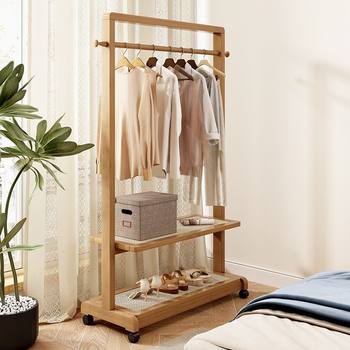 Clothes Rack Floor-Standing Bedroom Coat Rack Living Room Simple Modern New Chinese Style B&B Clothes Rack Storage Removable
