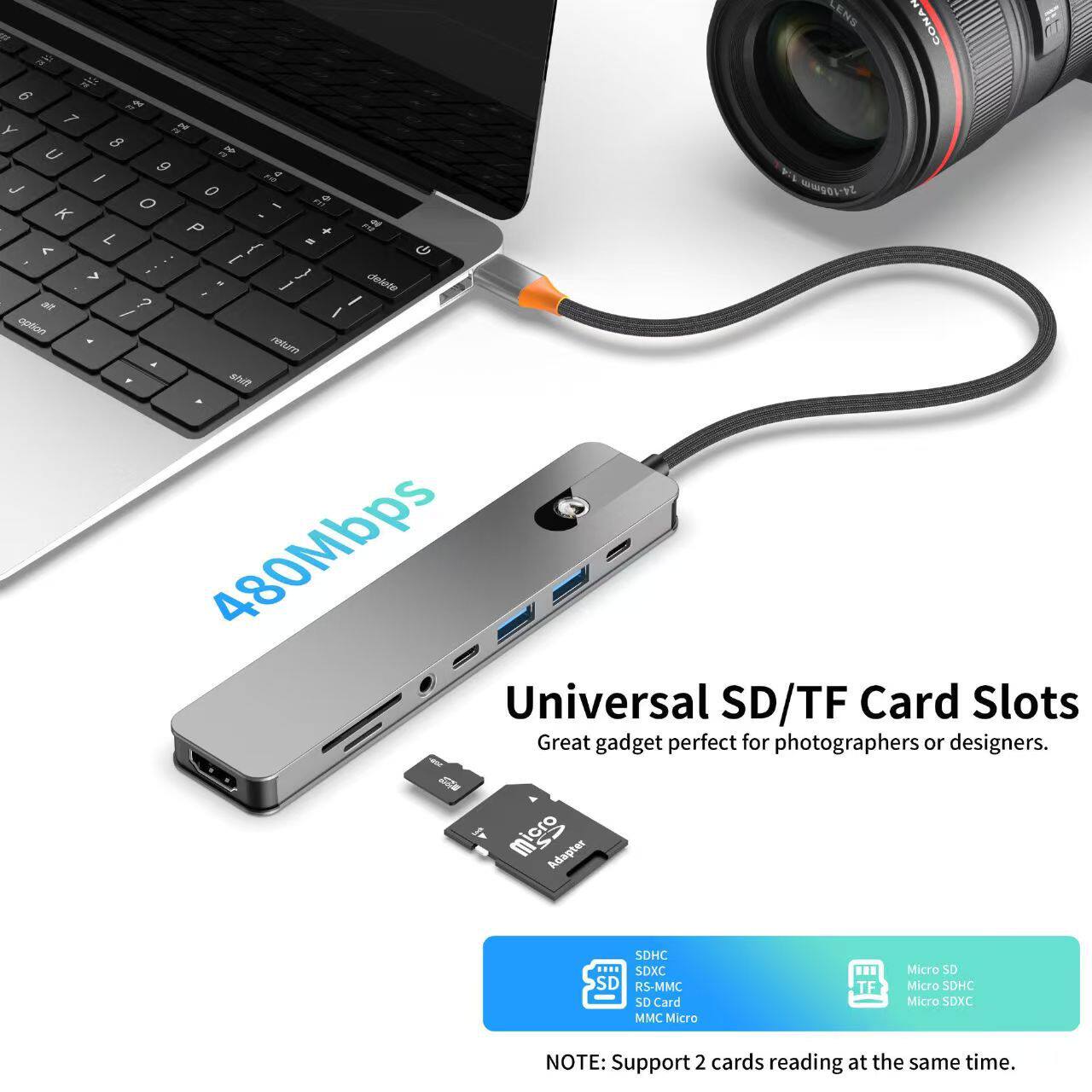 Cross-Border USB Extender Digital Accessories Typec4K60Hz/Splitter Hub Multi-Functional Computer Accessories