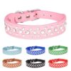Cross-Border Pet Collar Rhinestone Pu Leather Plain Snake Pattern Metal Accessories Small and Medium Dog Supplies Dog Collar Factory