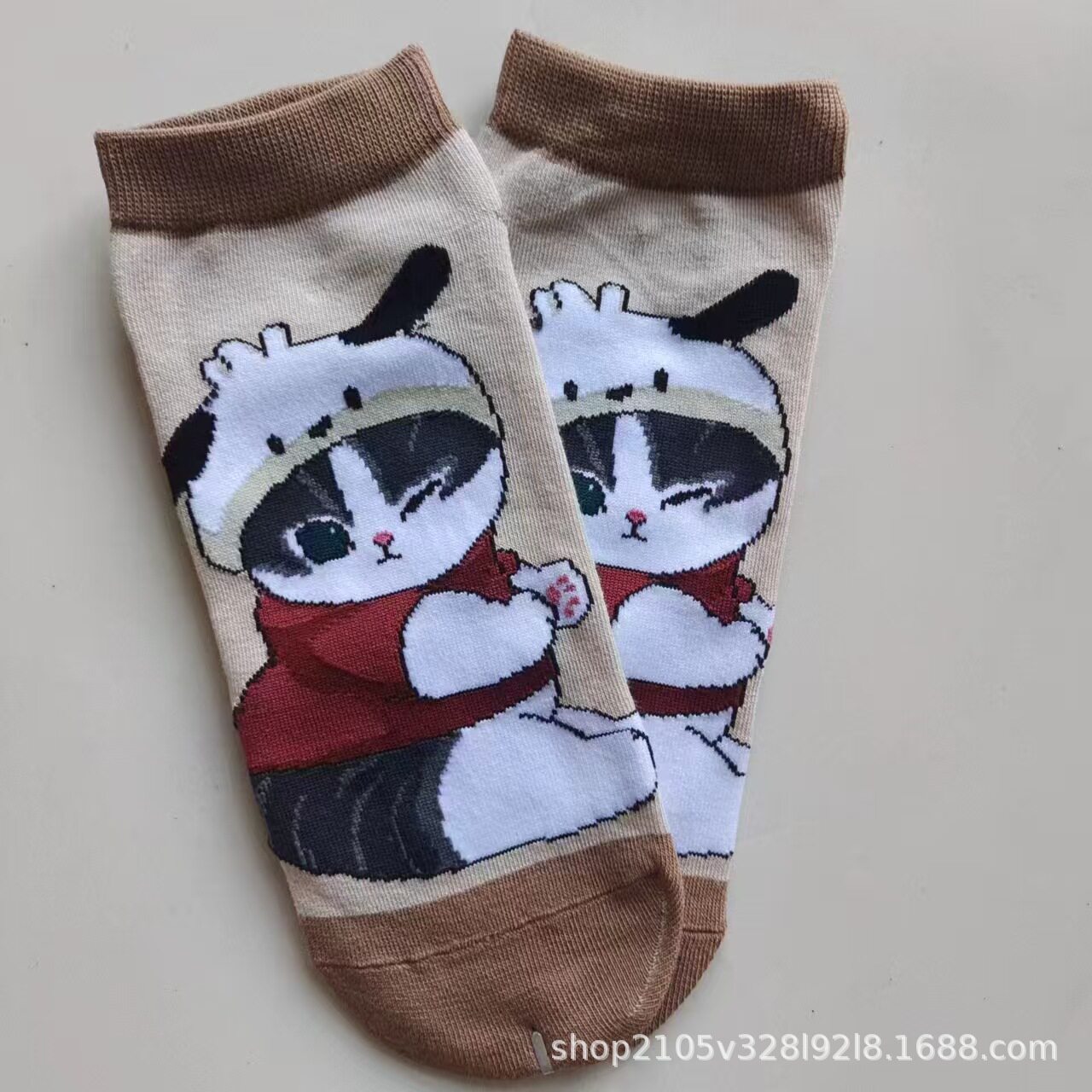 日单mofusand鲨鱼猫库存炸虾猫系列外贸出口女卡通棉袜短袜可爱袜