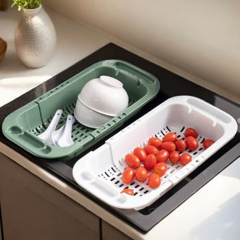 Kitchen Retractable Sink Dishwashing Cup Storage Drain Rack Retractable Hanging Rack Washing Fruit and Vegetable Drain Hanging Basket