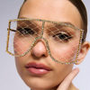 New Grid Geometry Glasses Frame Trendy Street Shooting Rhinestone Hollow Glasses Frame No Lens Eyeglass Frame
