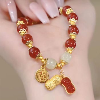 Tiktok popular good thing peanut imitation Jade peanut Bracelet girl isn niche design 2022 new jewelry