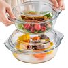 Glass Bowl with Lid, High Temperature Resistant, Large Household Instant Noodle Bowl, Microwave Heating Special Bowl, Salad Bowl, Double-Handle Bowl