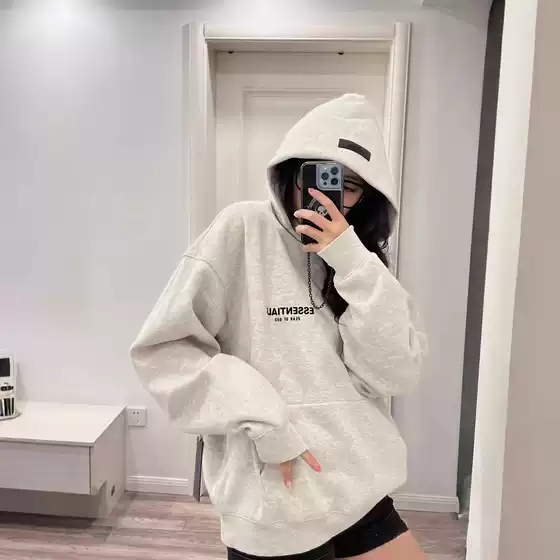 FOG Line essentials Flocking Letter Hooded suit Sweater Men's American-style Hoodie Women's High Street Fashion Brand Winter