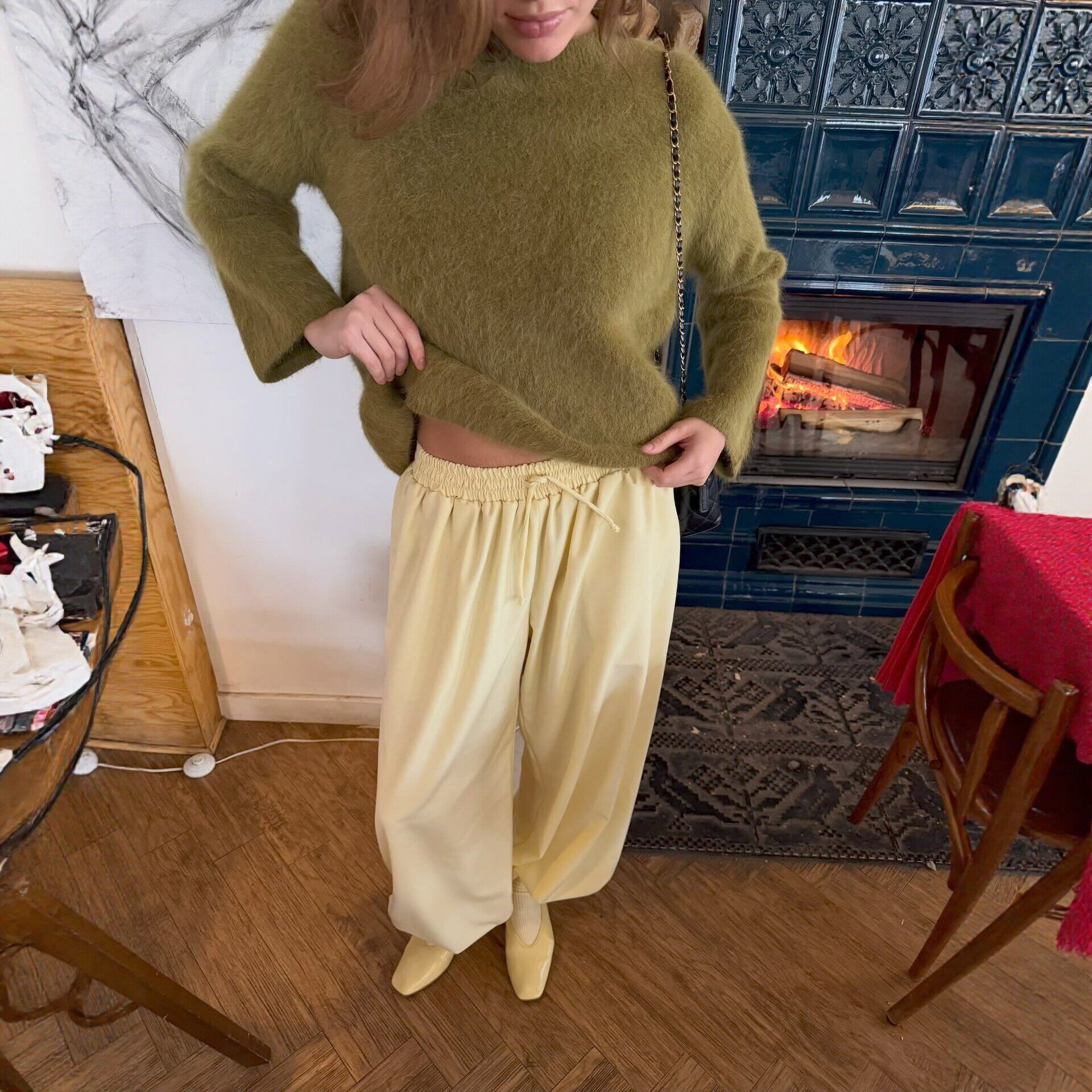 Womens Oversized Knit Sweater Round Neck Faux Mink Fabric Long Sleeve Casual Style Perfect for Spring and Autumn