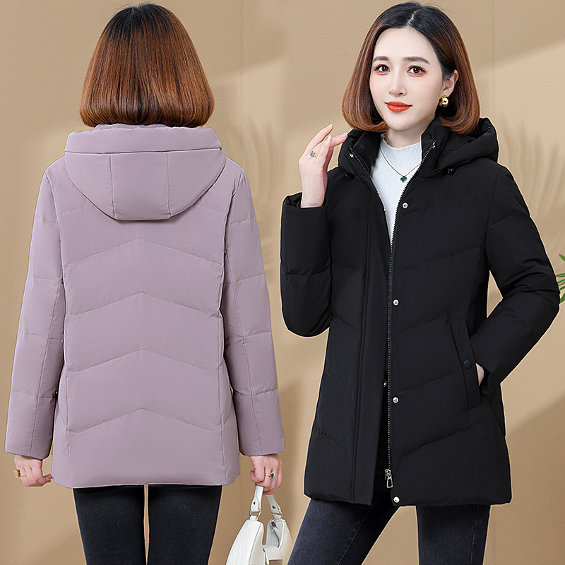 Áo Khoác Nữ Mũ Liền Hàng Mùa Xuân Thu Đông Trung Niên