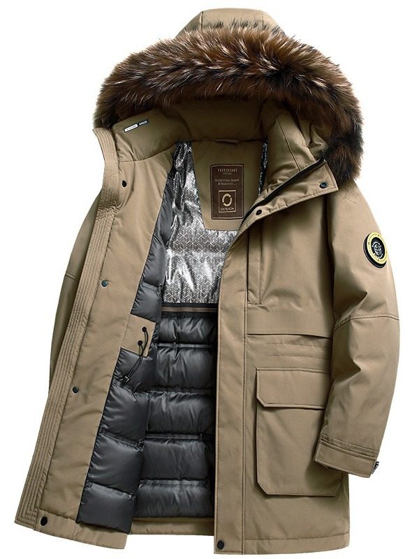 Hooded Design, Windproof and Coldproof, Heightened Stand-Up Collar, Elastic Drawstring, Freely Adjustable, No-Wash and Splash-Proof down Jacket