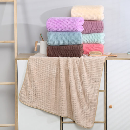 Bath Towel suit Thickened Absorbent Simple Plain Color Towel Adult Household Comfortable Soft Pineapple Towel Wholesale