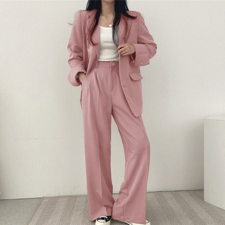 Chic Korean Style Blazer Set Elegant Mid Length Design Youthful Vibes Bright Colors Perfect for Spring and Autumn