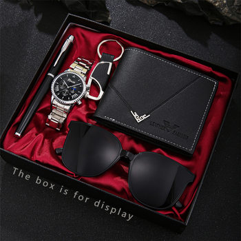 2025 Cross-Border Business Simple and Elegant Pointer Gear Dial Korean Style Buckle Pen Watch 5-Piece Gift Box Set
