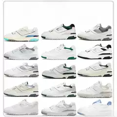New Balance NB 550 White/Green Retro Skateboarding Sneakers for Men and Women, Casual Fashion, Unisex