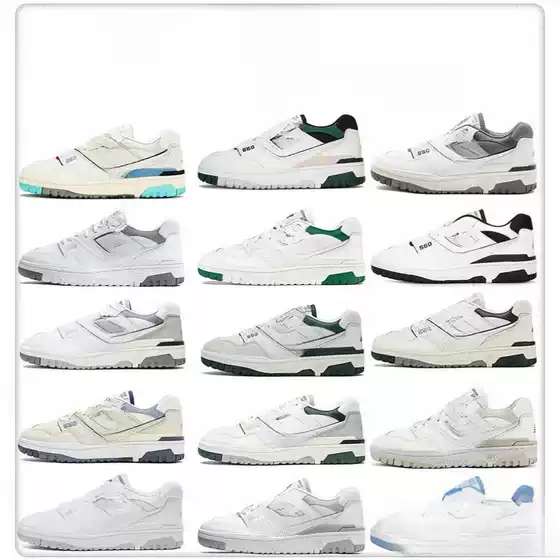 New Balance NB 550 White/Green Retro Skateboarding Sneakers for Men and Women, Casual Fashion, Unisex