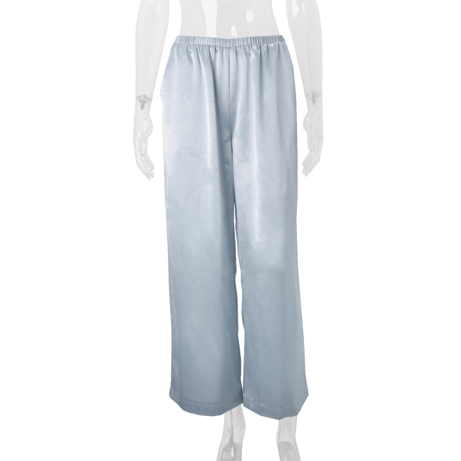 High Waisted Satin Straight Leg Pants Fashionable Casual Solid Color Summer Street Style for Women Wholesale