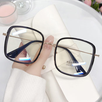 New Fashion Trendy Anti-Blue Light Flat Mirror Xiaohongshu Same Style Square Frame Glasses Frame Plain Street Photography Cross-Border Glasses