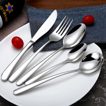 304 Stainless Steel Tableware Knife, Fork and Spoon Hotel Restaurant Thickened Steak Knife Western Food Long Handle Ice Spoon Coffee Spoon Set