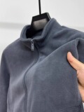 Флисовый мужской двухсторонний однотонный кардиган-свитер из полар-флиса, мужская зимняя теплая повседневная куртка с воротником-стойкой, куртка