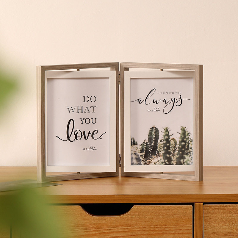 Bi-Fold Double-Sided Rotating Photo Frame Table, Photo Washing and Printing Photo Album 5 6inch 7inch Commemorative Gift for Besties and Couples