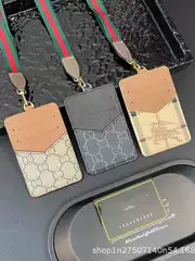 Card Holder Work Id Card Protective Cover Lanyard European and American Trendy Brand Document Holder Ultra-Thin New Style Neck Card Holder Access Card