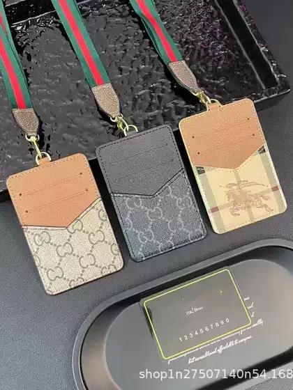 Card Holder Work Id Card Protective Cover Lanyard European and American Trendy Brand Document Holder Ultra-Thin New Style Neck Card Holder Access Card