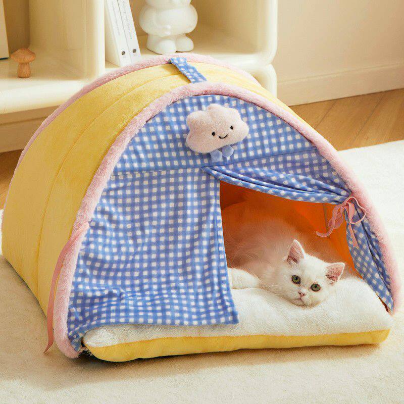 Cat Nest, Thickeneded and Warm Tent in Winter, Enclosed and Safe, Removable and Washable Dog Bed, Suitable for All Seasons, Pet Kitten