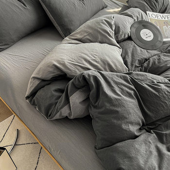 Solid Color Four-piece Superior Quilt Complete Set Bed Sheet Quilt Cover Student Dormitory Single Bed Three-piece Suit