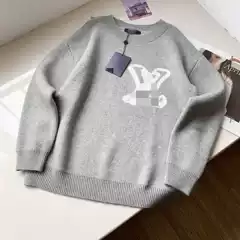 "Correct Version" L Dior-Style Knitted Round-Neck Sweater. 25Ss Autumn/Winter Season, Meticulously Crafted in Black and Gray