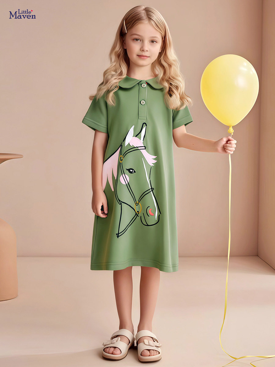 Girls' Short-Sleeve Dress Wholesale from Factory, Summer Kids' Dress