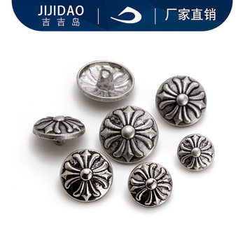 Metal Buttons Fashionable Crow Heart Retro Hand-Stitched Buttons Suit Outwear Outwear Buttons Silver Black Paint Retro Buttons
