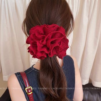 Young and Girly Early Summer Lace Scrunchie Bun Hair Tie High Elasticity Durable Hair Accessory
