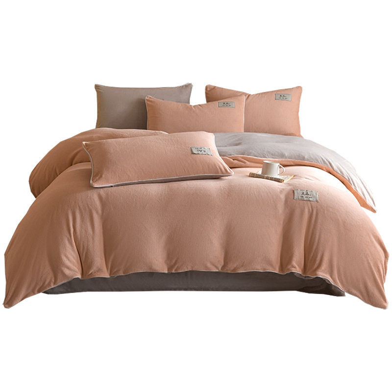 Milk Velvet Bed Four-piece Coral Velvet Winter fleece-lined Bed Sheet Quilt Cover Flannel Bedding Three-piece Bed Cover