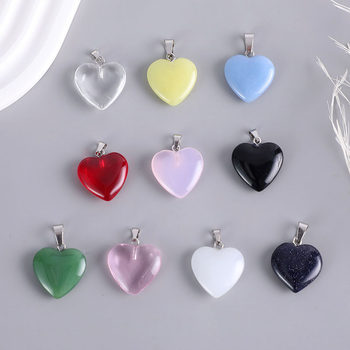 Cross-Border Hot Selling Jelly Color Glass Niche Love Color Glass Peach Heart Pendant Jewelry Accessories Manufacturer Wholesale