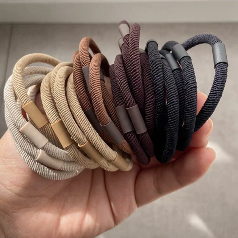 New South Korea black foundation hair band ball hair rope high elastic durable rubber band girl cute leather case
