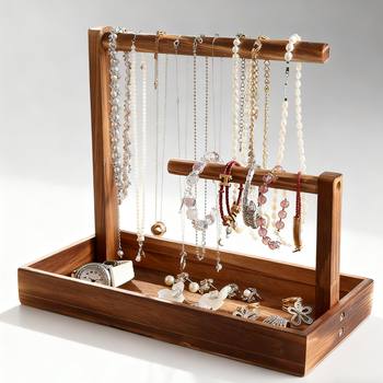 High-End Pure Solid Wood Jewelry Box, Bracelet, Retro Storage Rack, Display Rack, Watch, Bracelet, Bracelet, Buddha Beads, Antiques