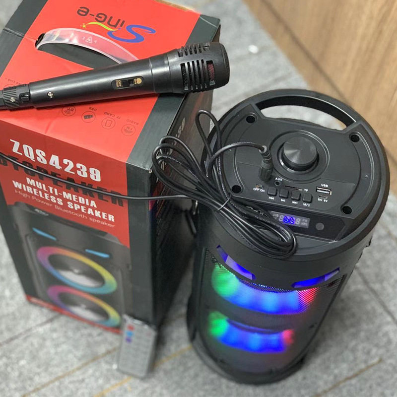 New ZQS4239 double 4 inch square dance bluetooth stereo mobile portable colorful double horn gun barrel high power