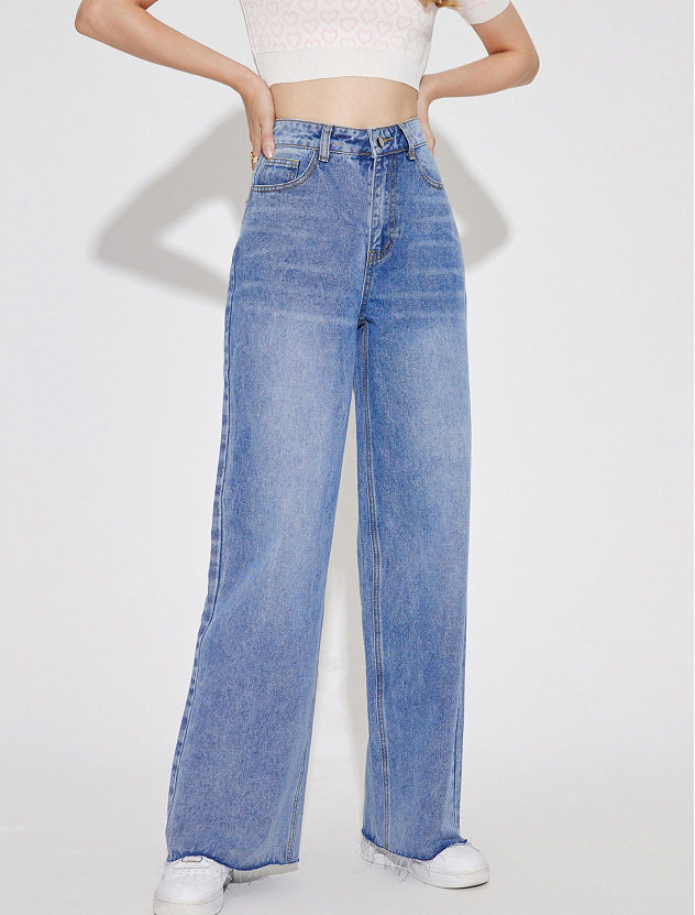 Wide Leg Straight Leg Jeans Casual Versatile Comfortable Womens Fashion for Everyday Wear Wholesale Available