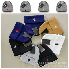 New Foreign Trade Autumn and Winter Pony Embroidery Cable Knit Hat, Warm Hat, Fashionable and Versatile Couple Pullover Hat, Woolen Hat