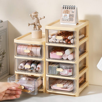 Cream Style Multi-Layer Storage Box Hair Accessories Children's Stationery Box Handbook Desk Drawer Storage Cabinet Pen Holder Box